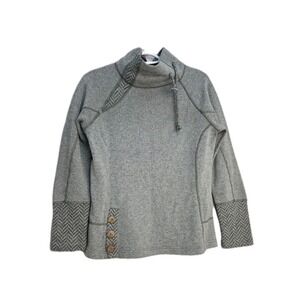 prAna Sweater Womens sz S Long Sleeve High Neck Pullover Gray Wool Blend